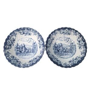 Johnson Brothers Coaching Scenes Ironstone Cereal Bowls 6" Gate Keeper Set Of 2